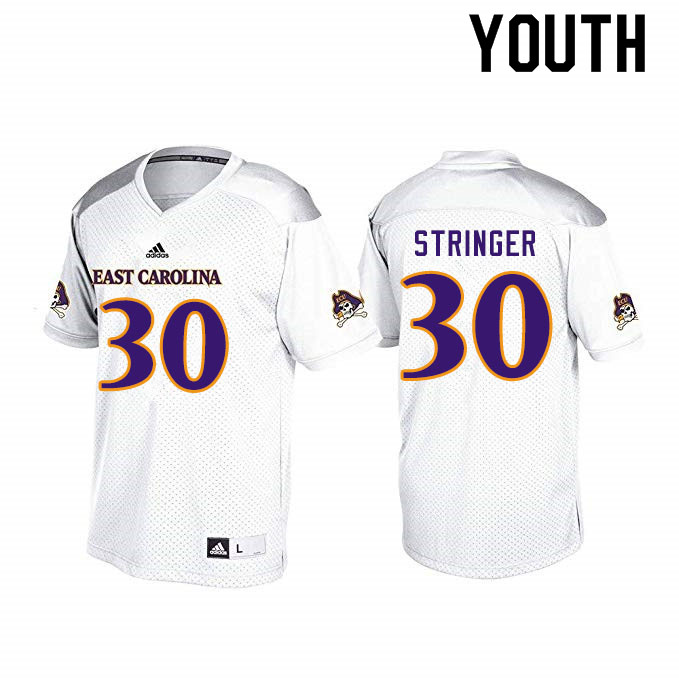 Youth #30 Gerard Stringer ECU Pirates College Football Jerseys Sale-White